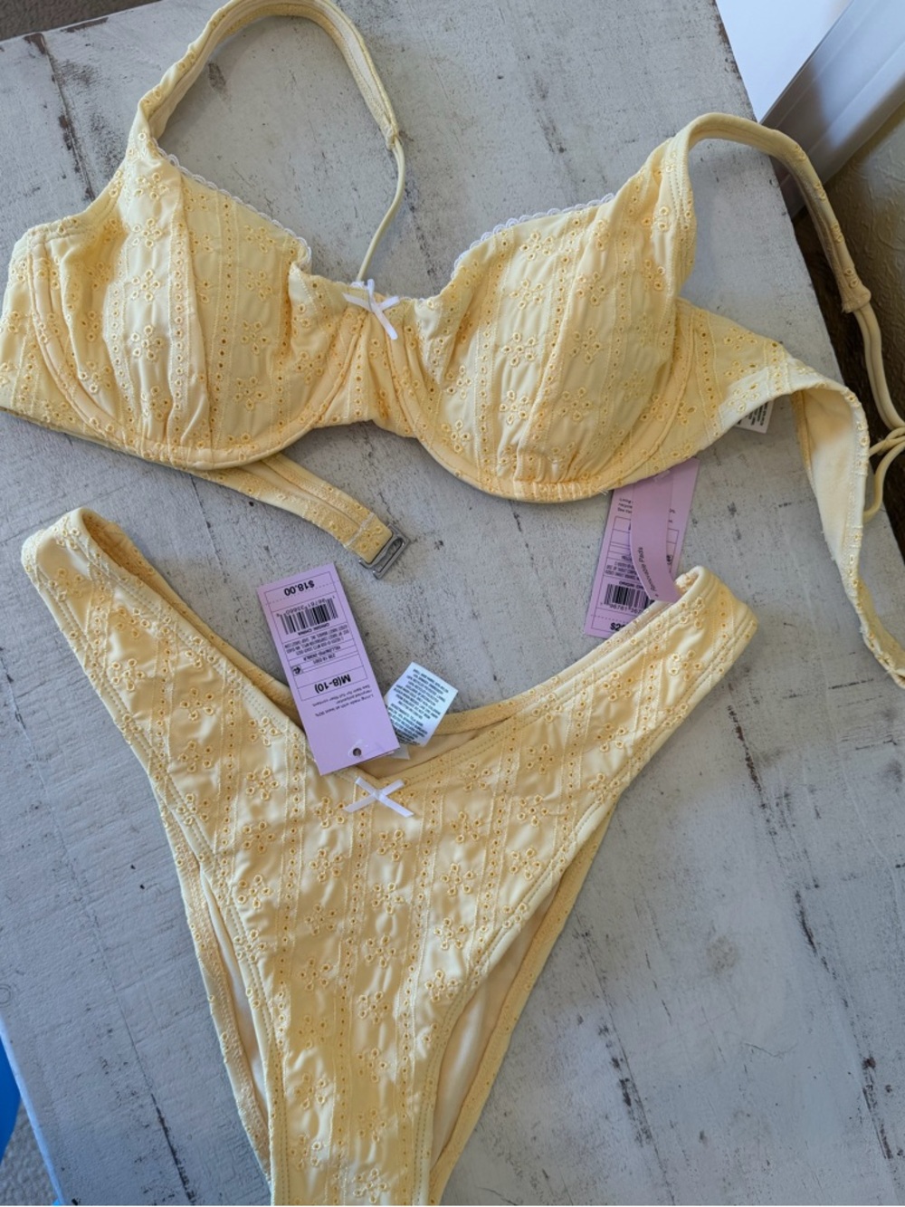 Target Yellow Eyelet Two-Piece Bikini